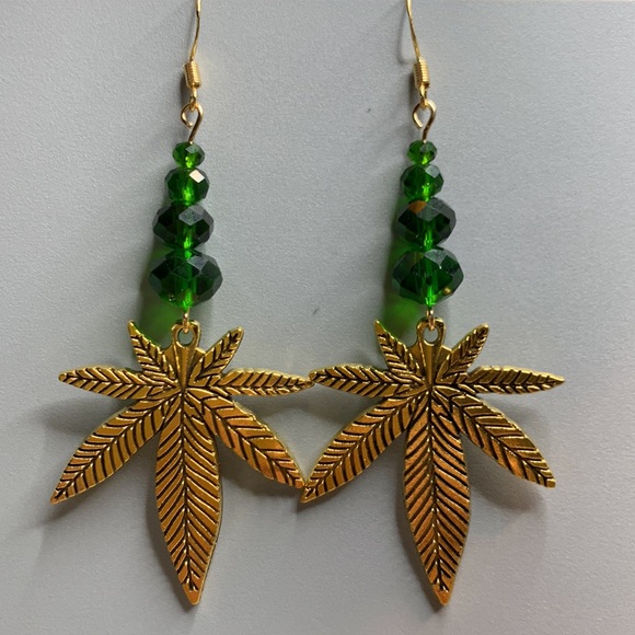 Handcrafted 420 Drop Dangle Earrings with Green Sheer Faceted Glass Beads - Picture 9 of 17